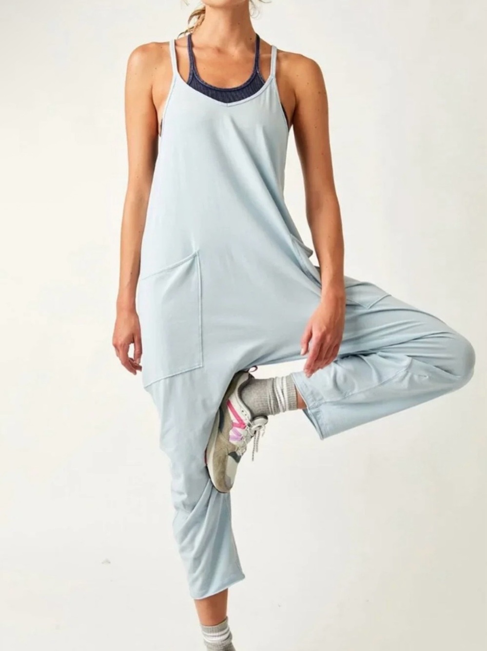 FP Movement by Free People Hot Shot Light Blue Relaxed Fit Jumpsuit Size XS